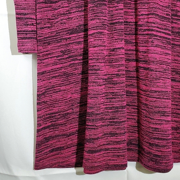Kensie Magenta/Black Heathered 3/4 Sleeve Fit and Flare Dress - Size Medium - Picture 10 of 12